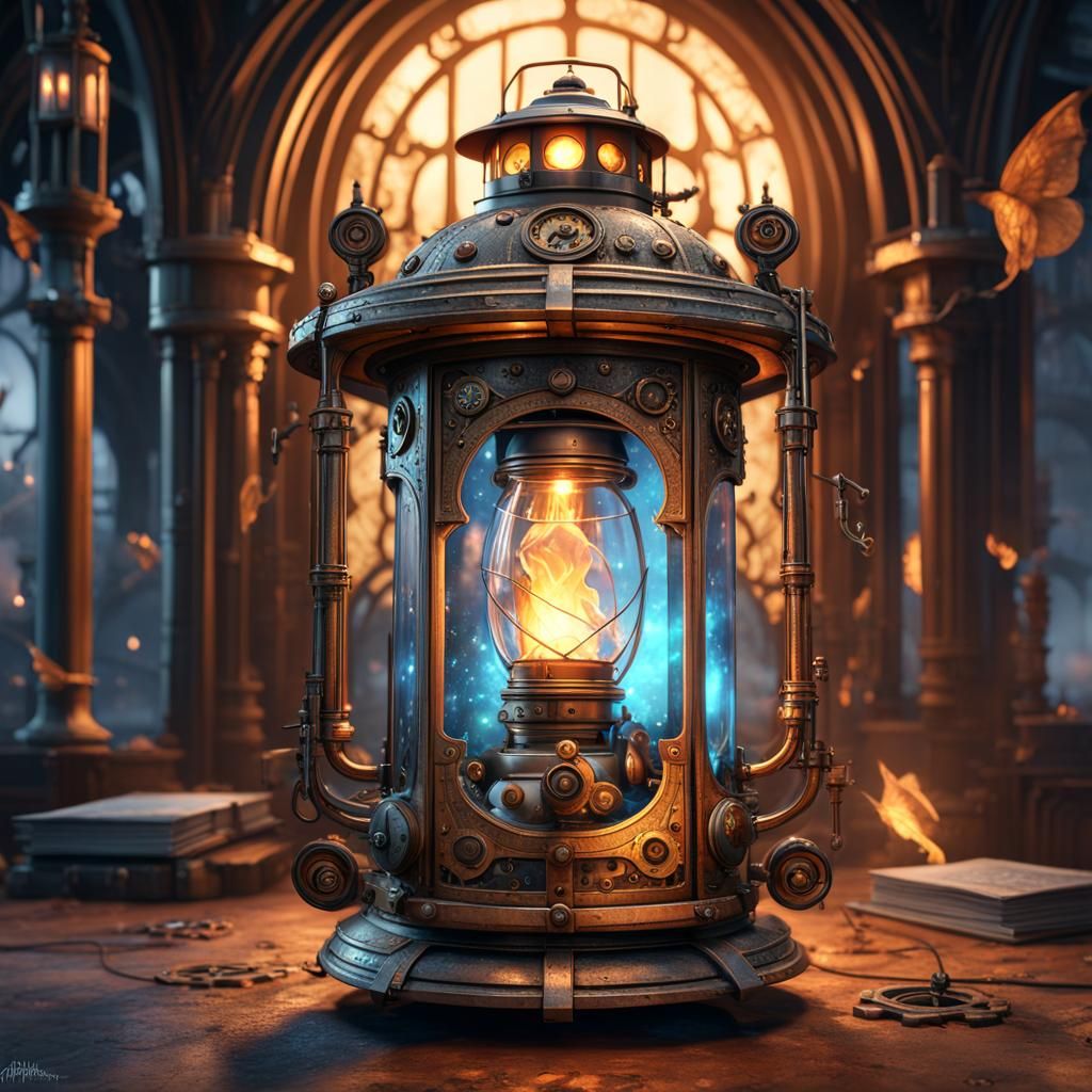 Steampunk Lantern  by @Xanxa