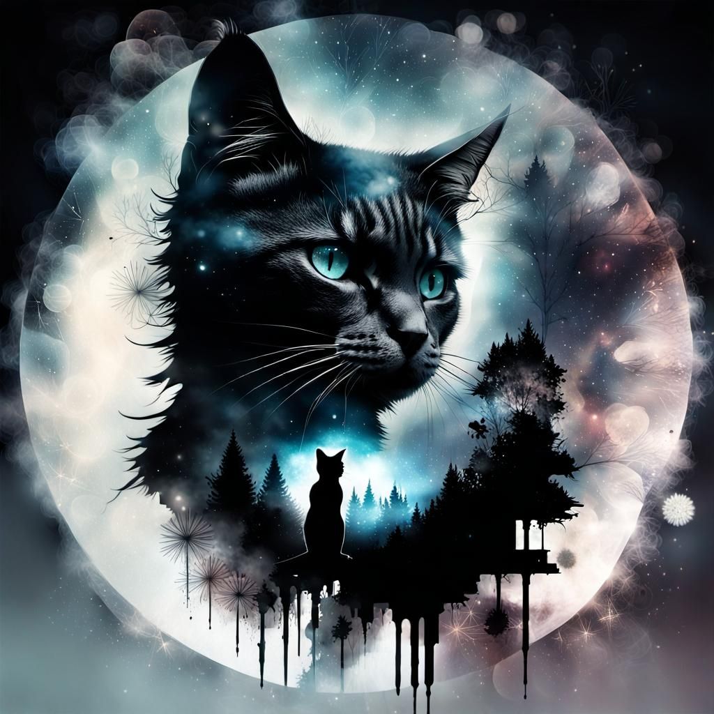 double exposure cat  by @Missifuss