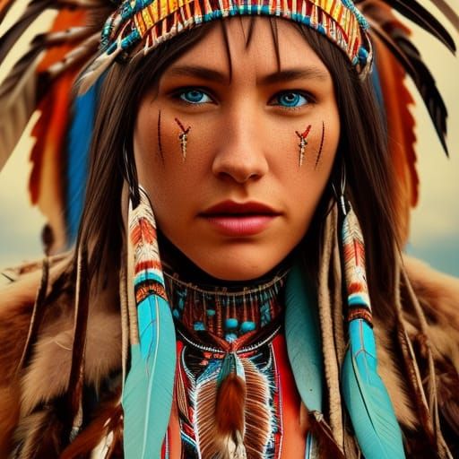 Native American Indian women, authentic clothing, photorealistic ...