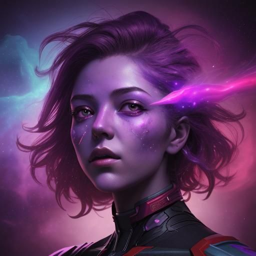space person nebula red purple smoke