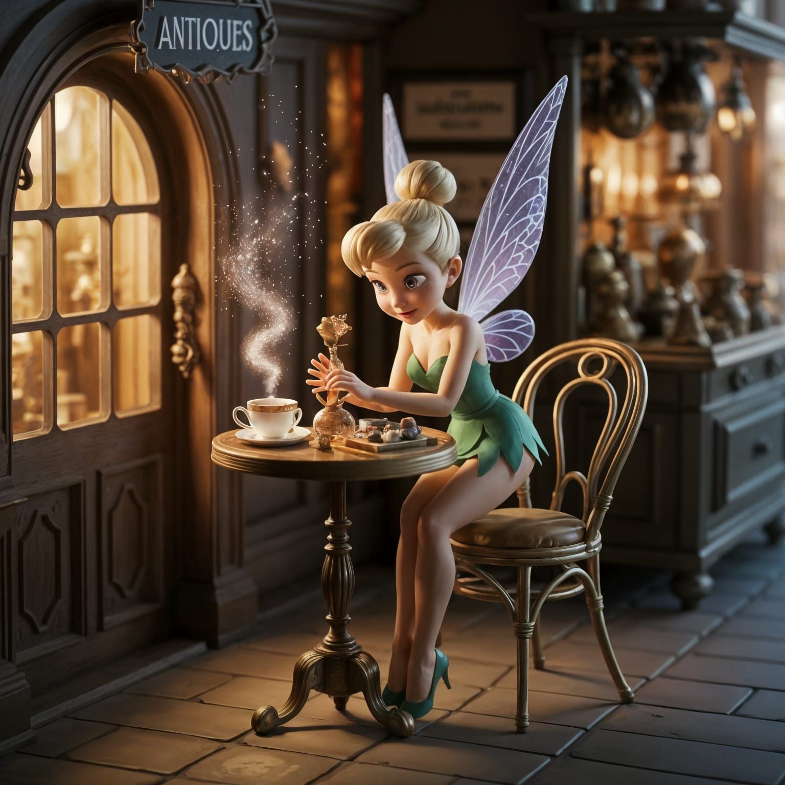 Tinker Bell finds an Antique Store in the Human World