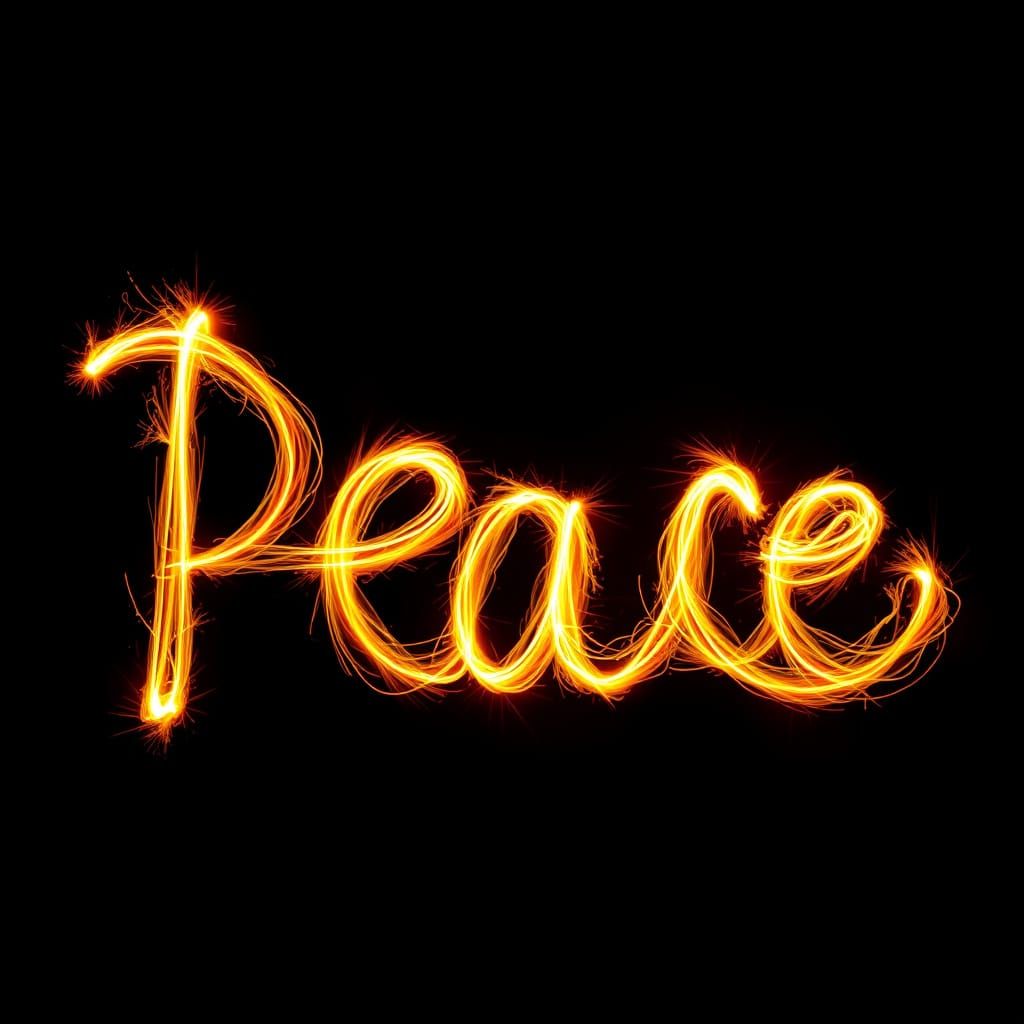  light painting firey word peace  by @zoshart