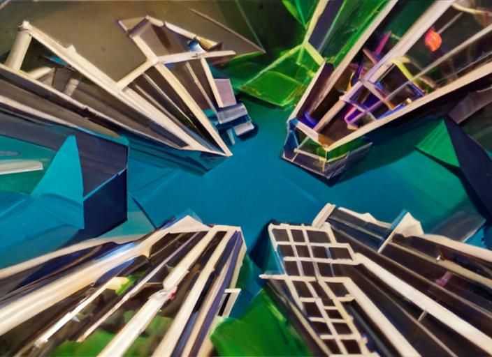 Isometric crystalline cityscape