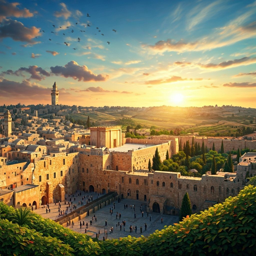Jerusalem Sunrise: Third Temple in Radiant Light