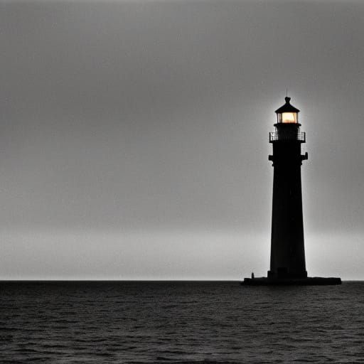 Nightmarish Coastline: Mutating Figure by Organic Lighthouse