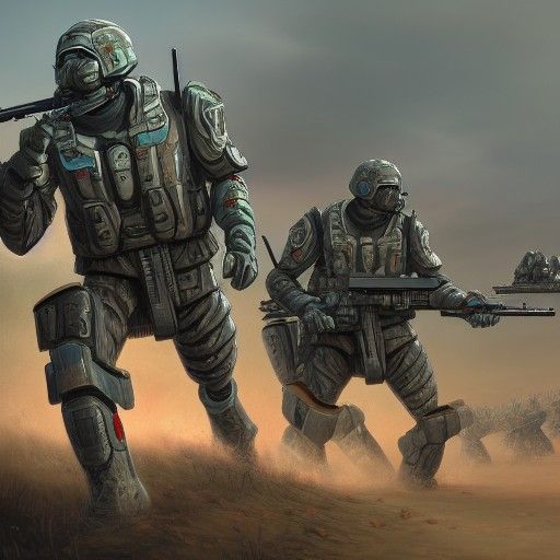 AI guided robot infantry in the battlefield - AI Generated Artwork ...