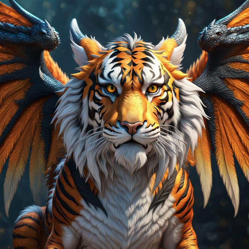 Winged tiger dragon hybrid  by @Arrioch