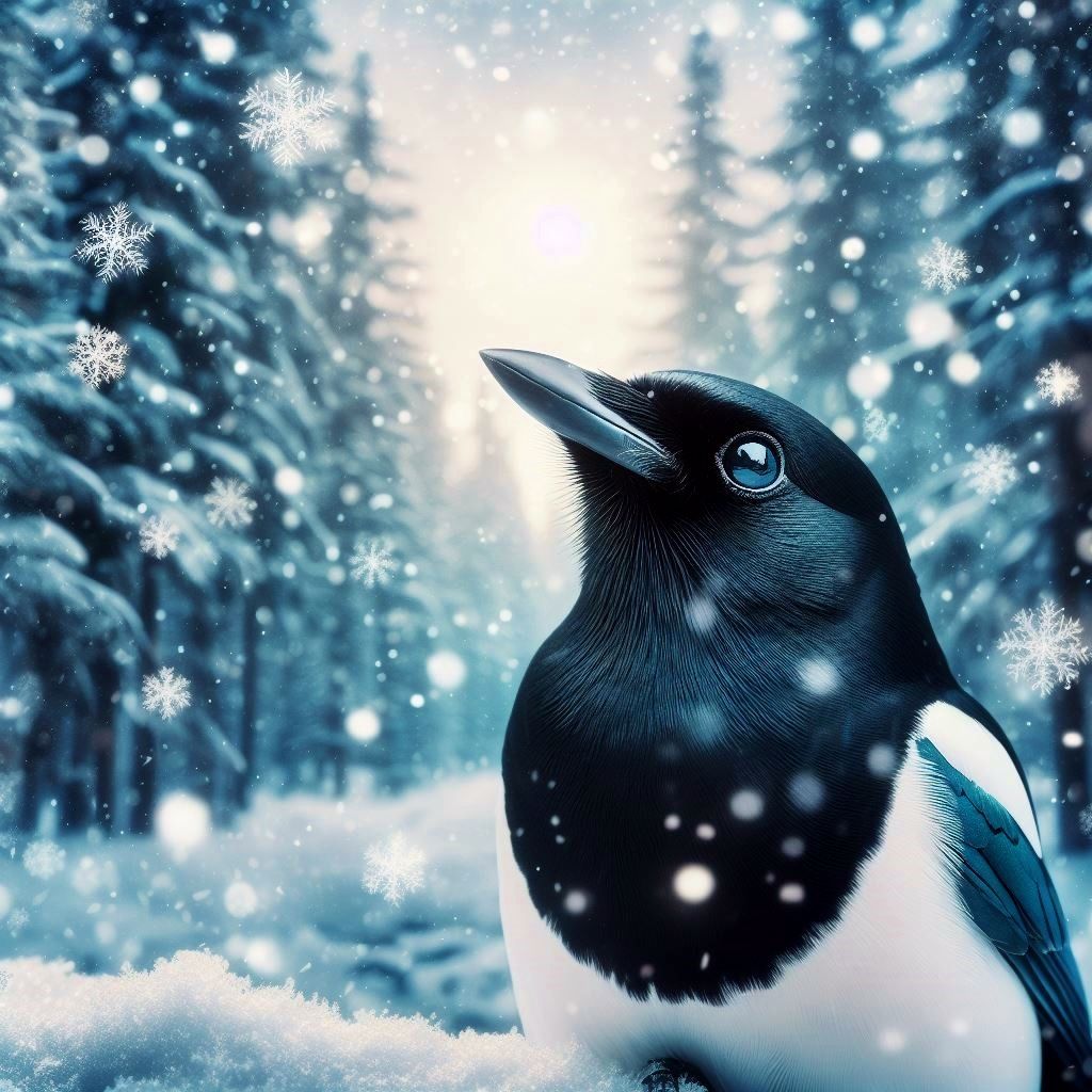 Magpie in the snow