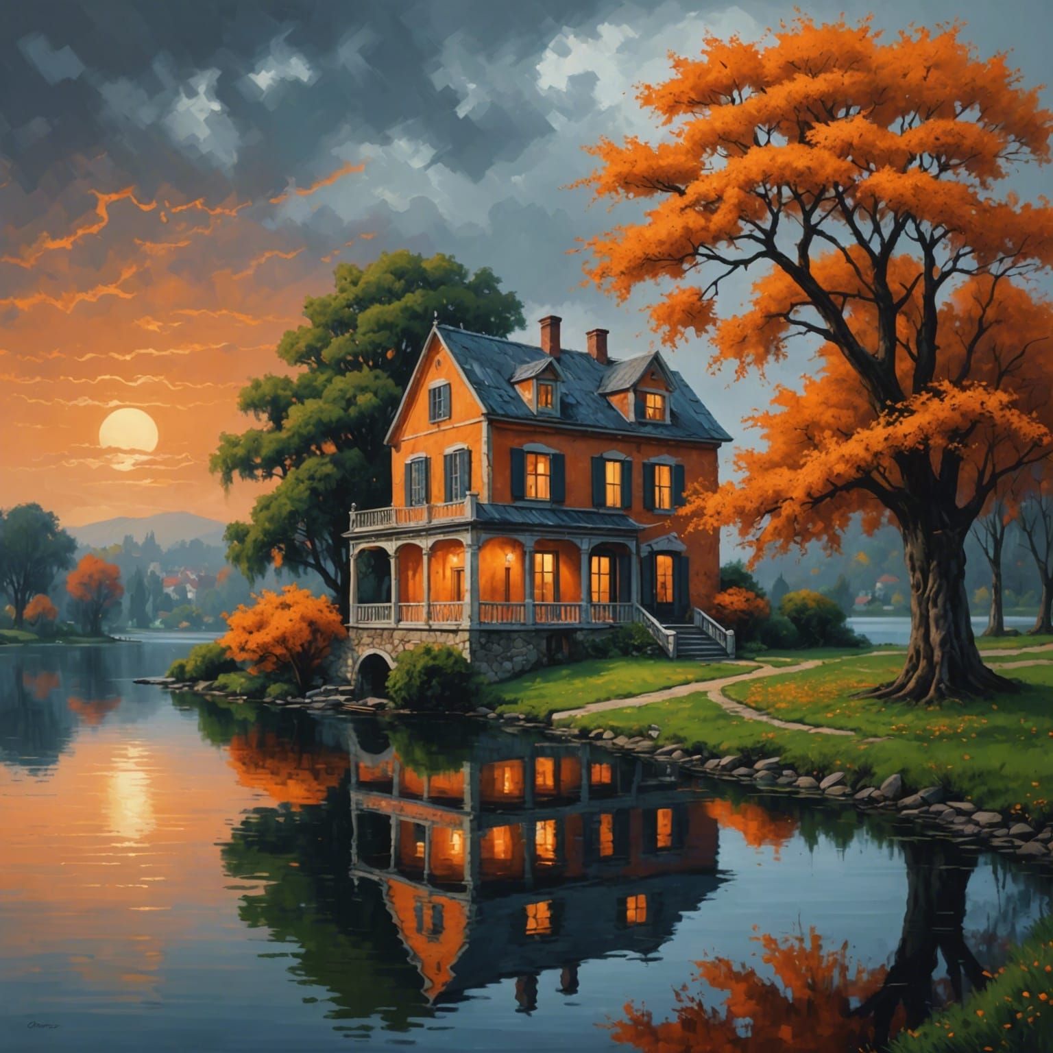 House on the lake  by @Ai in training