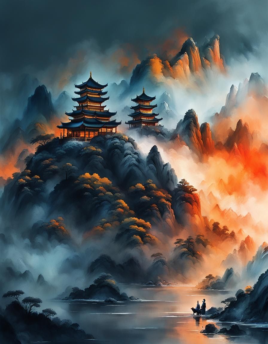 Elegant Emperor in Misty Mountains