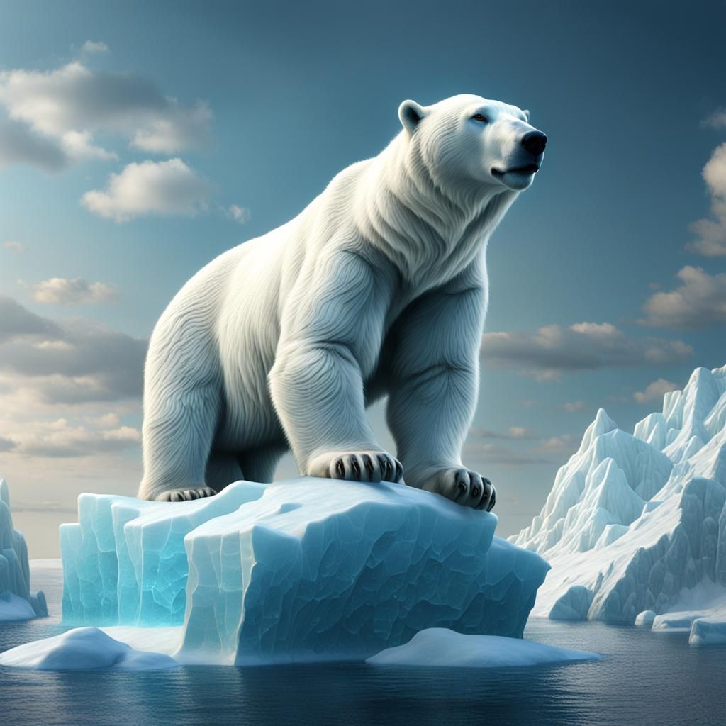 a polar bear on an iceberg