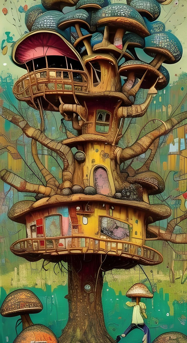 a very crumbly mushroom treehouse