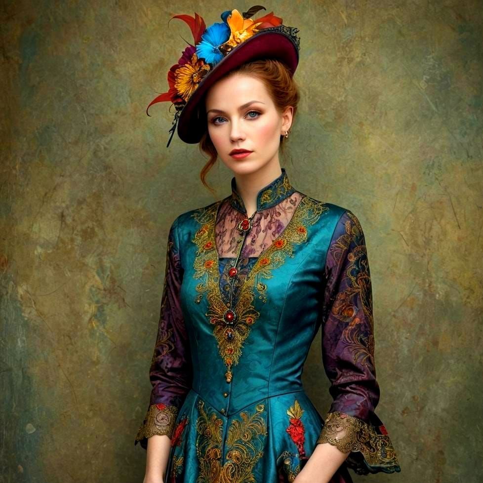 Portrait of a Charming Lady in Vibrant Colors