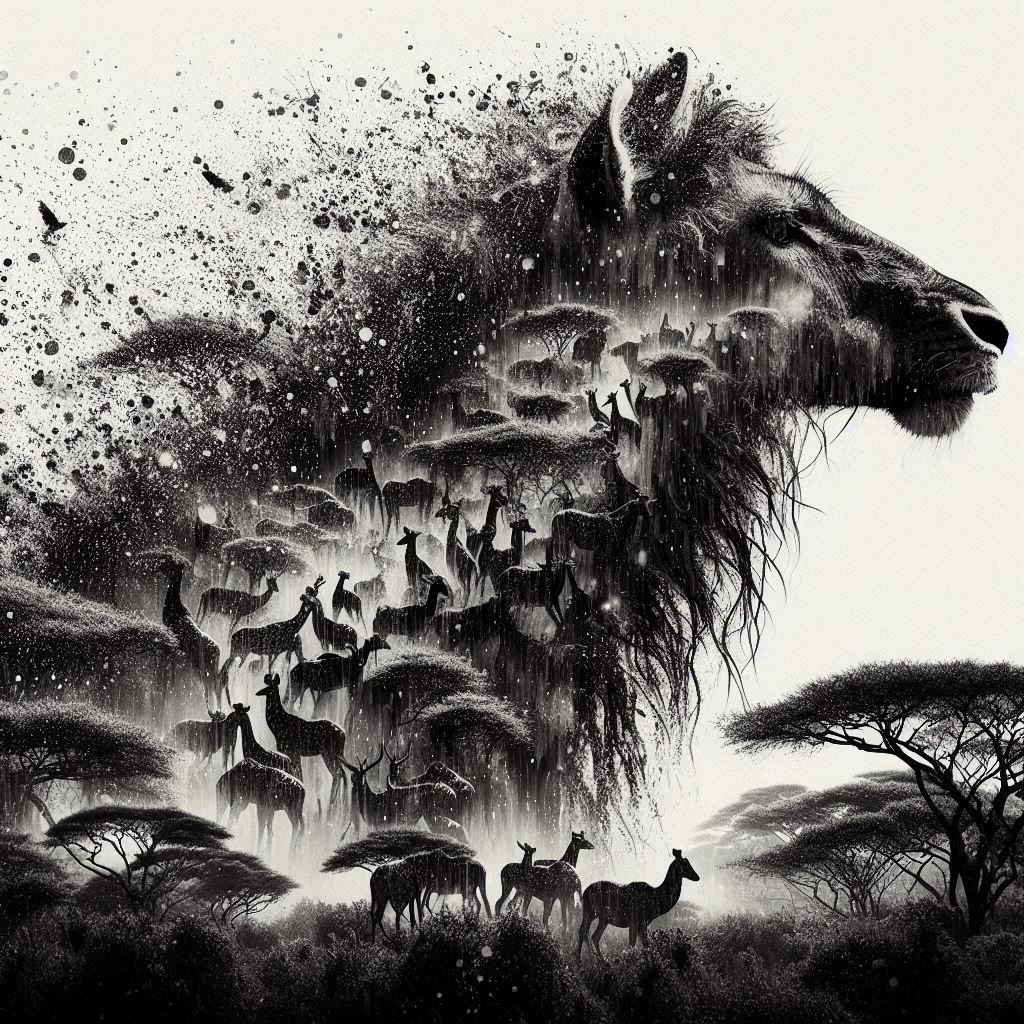 double exposure beautiful fantasy DALL-E 3 portrait landscape..