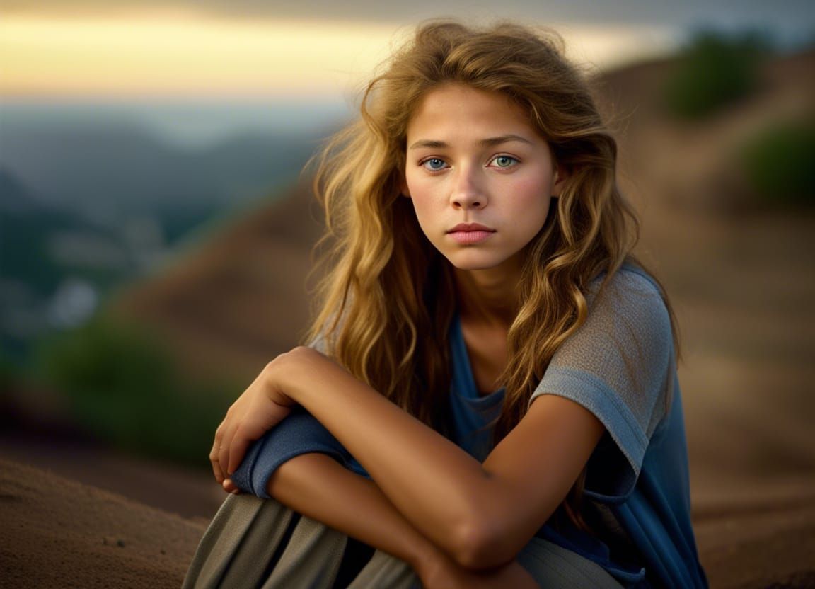 sitting on a hill