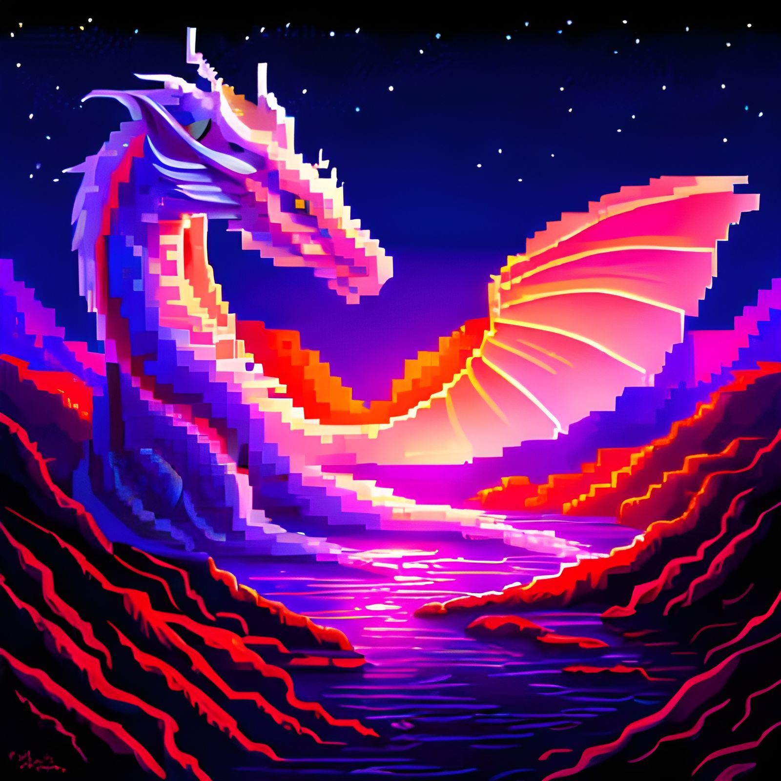 Pixel Art Dragon  by @KVN
