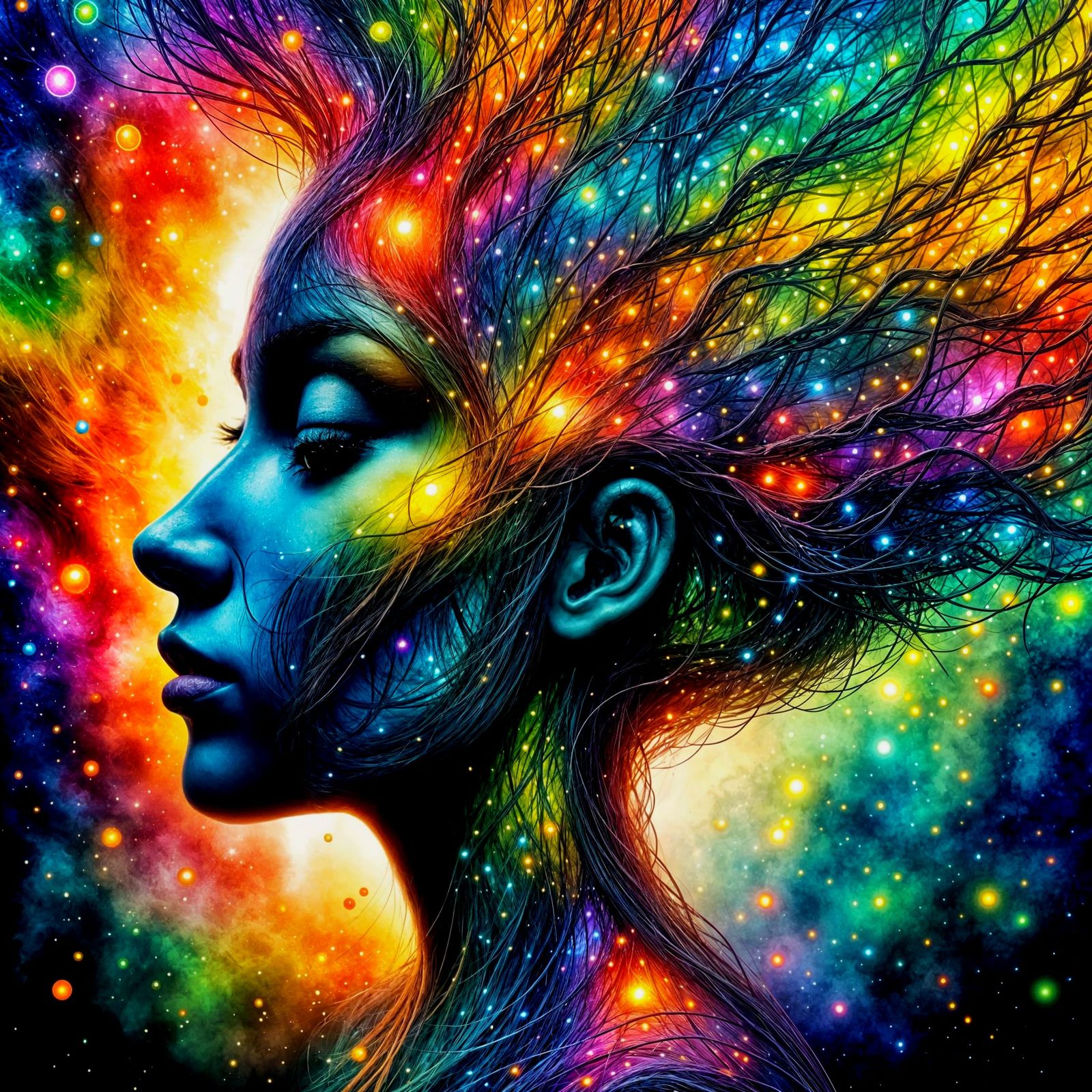 Produce a digital artwork that captures the
inner turmoil of someone struggling with a difficult decision, ...  by @Outlander