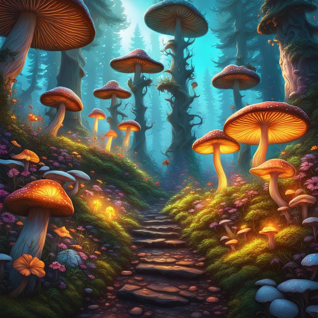 magical mushroom forest - AI Generated Artwork - NightCafe Creator