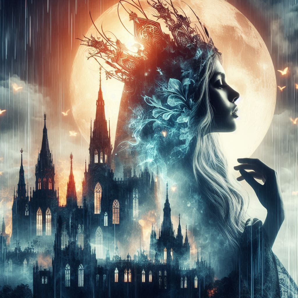 double exposure beautiful fantasy DALL-E 3 portrait landscap...