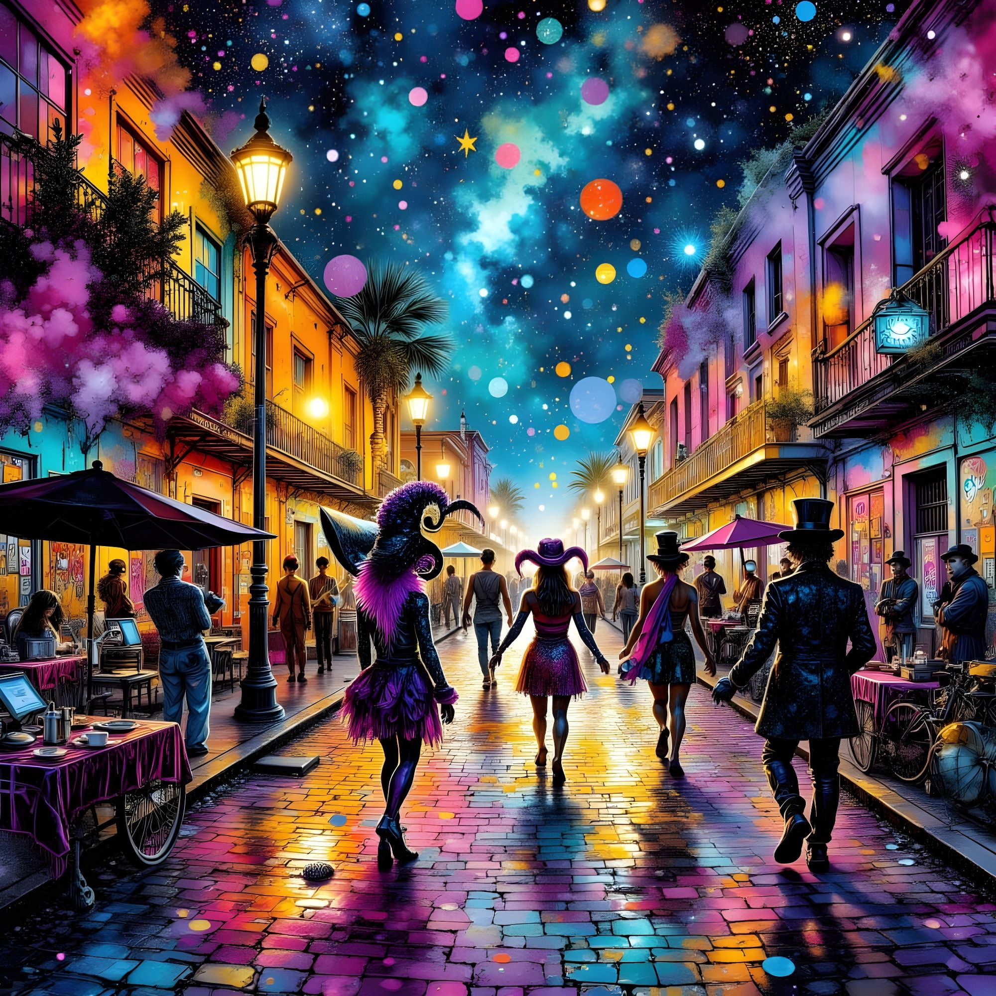 Wild Life at Mardi Gras street party exploding with exaggerated color. If this challenge was asking for wildlife then it would include animals rather then the wild life of humans.