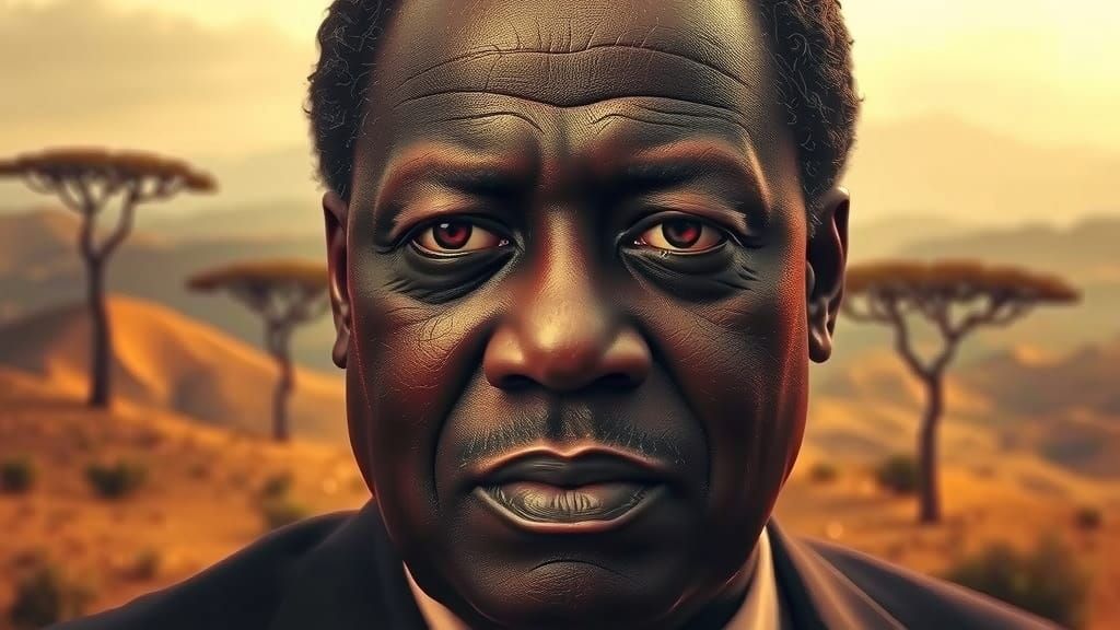 Portrait of Idi Amin Uganda #39 s infamous dictator against a softly