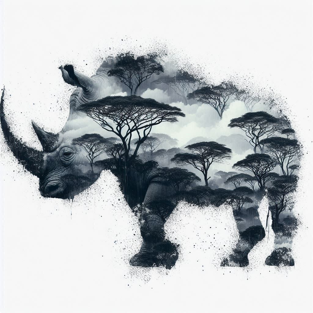 double exposure beautiful fantasy DALL-E 3 portrait landscape..