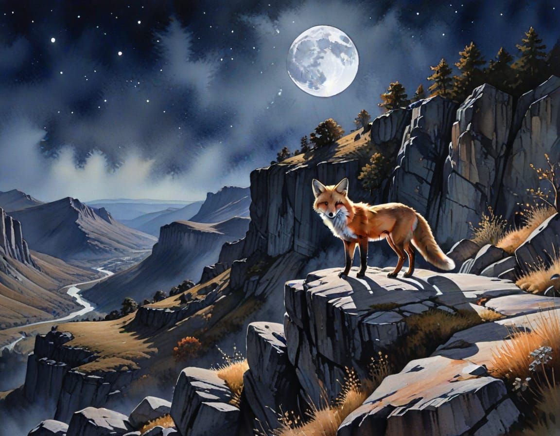 Red fox on a rocky cliff  by @JBrosque