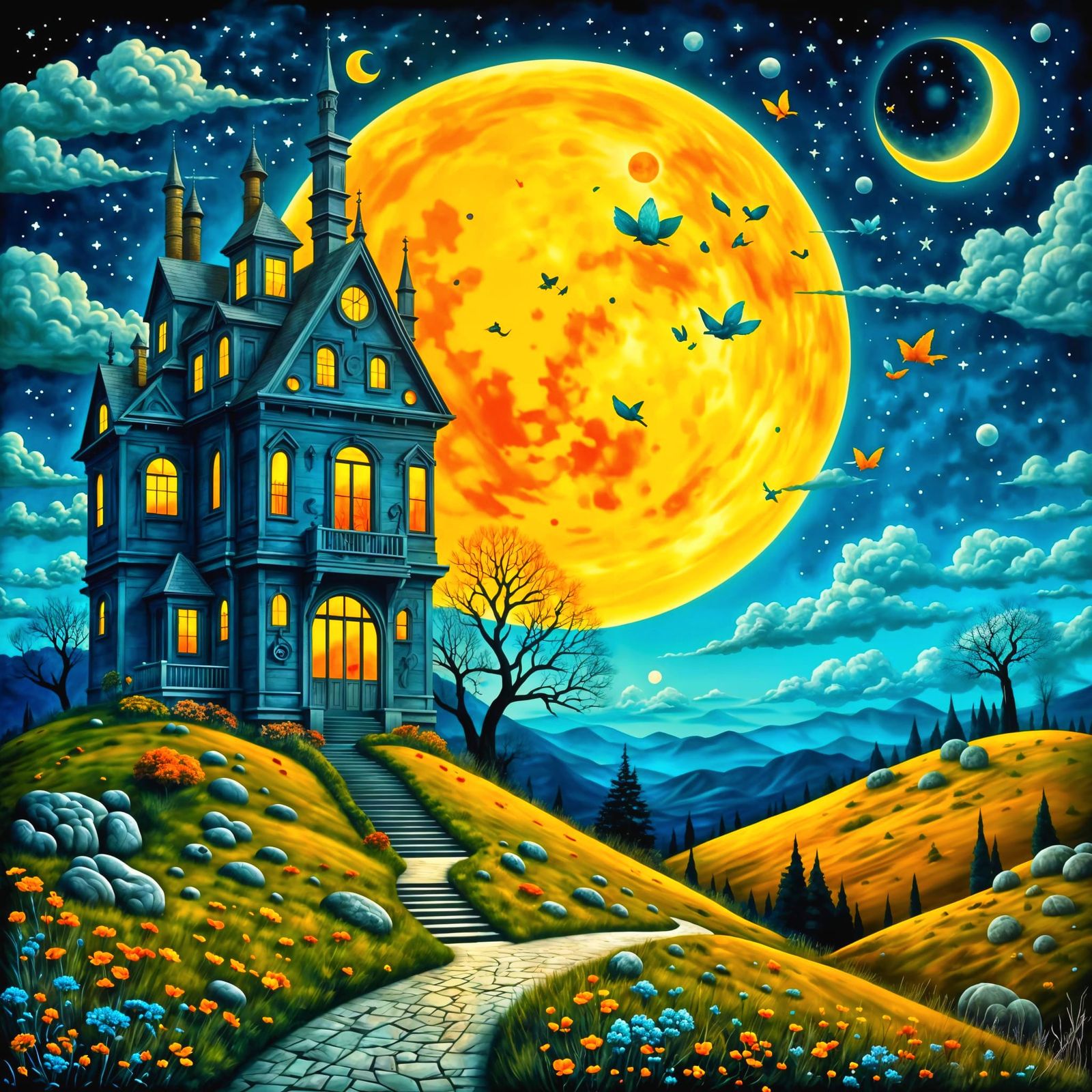 "Moonrise Over the House of Wonder"