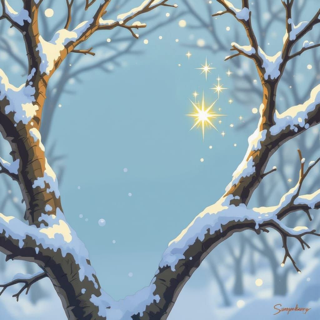 a cheetah climbing up a tree out in the snow in winter with a star in its mouth climbing up to put it on the top of the tree