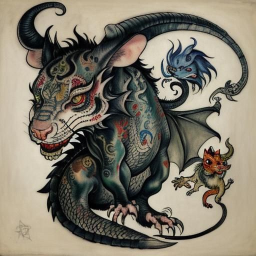 Brave rat with dragon head tattoo
Tattooed rat by Rubens, Eg...