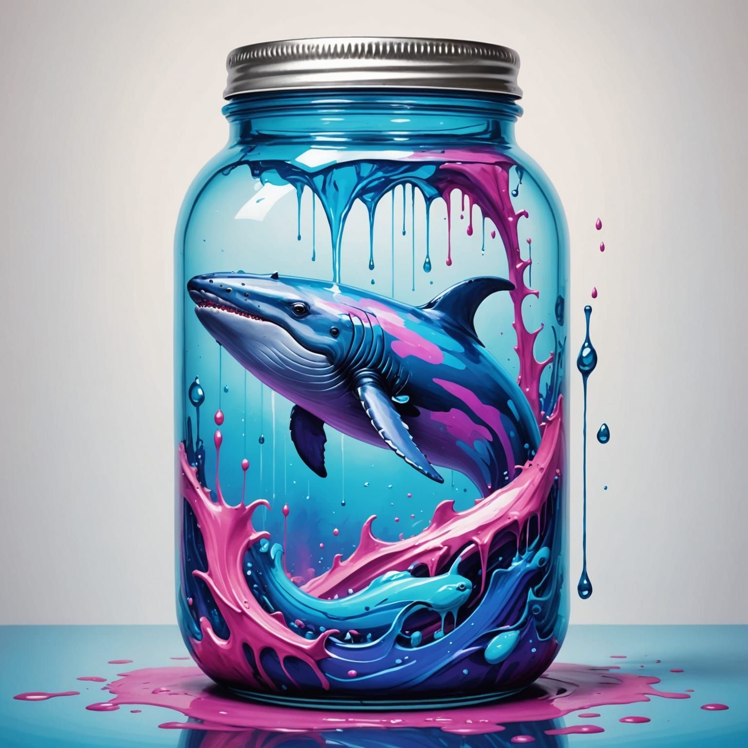 Blue Whale in a Jar: Graffiti Splash Art