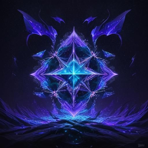 Crystalline Entity Emerges from Darkness in Surreal Style