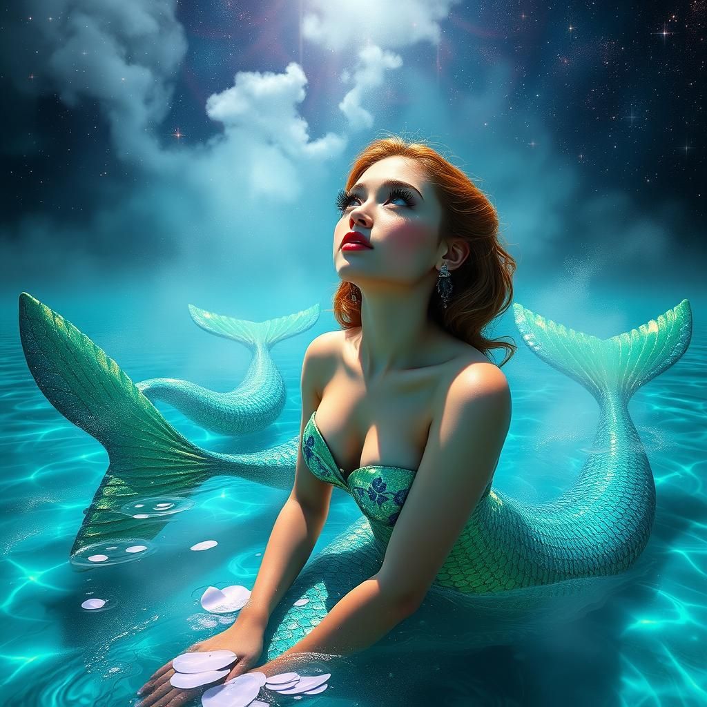 Luminous Mermaids in Astral Lagoon