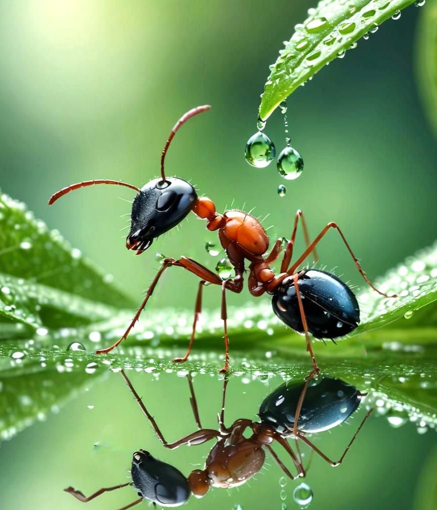 Macro photo. Ant-Narcissus admires his reflection  by @SrgGrkv