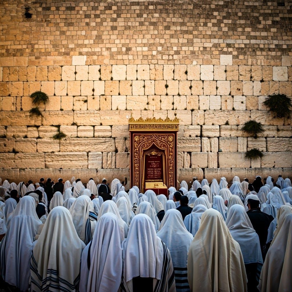 Reverent Birkat Kohanim at Western Wall in Jerusalem