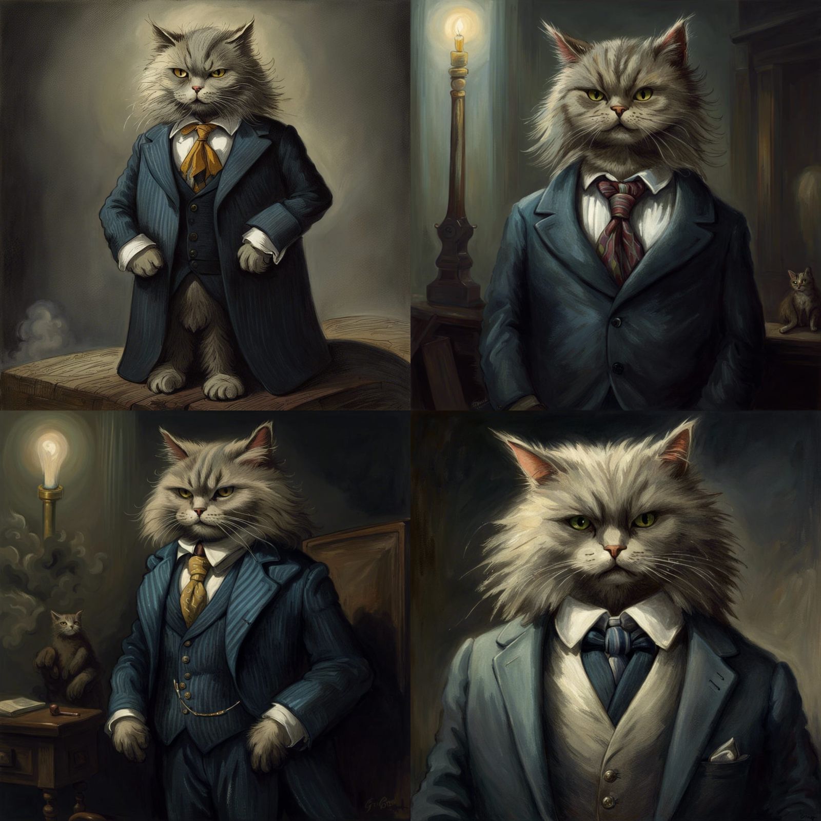 fluffy cat dressed in a suit