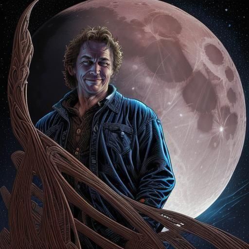 The lunatic man who is happy looking at the moon