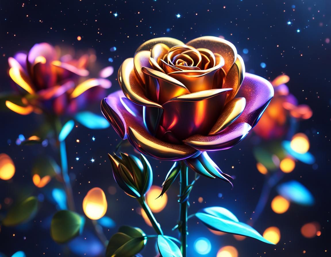 Colored Metal Rose Flowers