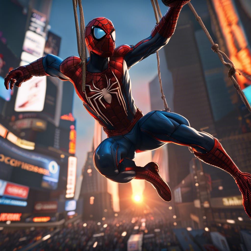 Spiderman over timesquare - AI Generated Artwork - NightCafe Creator