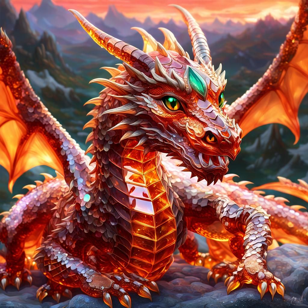 Crystal Fire Dragon AI Generated Artwork NightCafe Creator