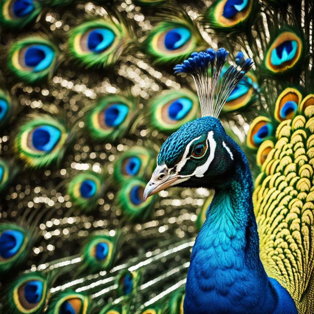 Elegant Peacock Portrait in Professional Photography Style
