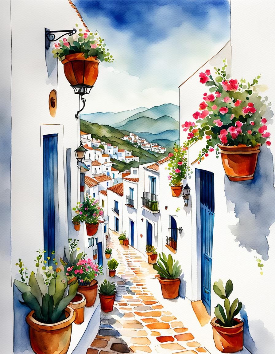 Southern Spainish white hilltop town  by @Northview