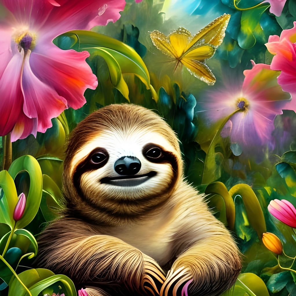 Garden Sloth - AI Generated Artwork - NightCafe Creator