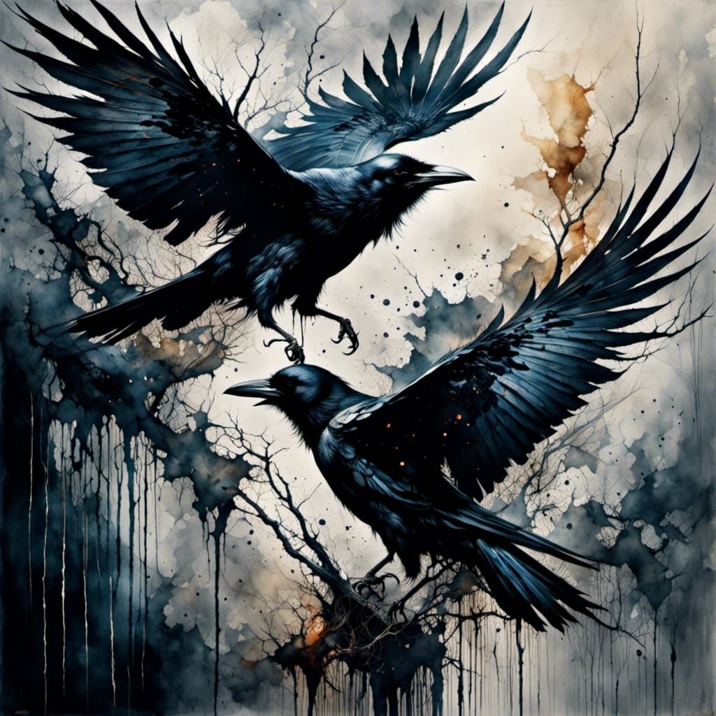 <lora:Dark:1.0> A murder of crows