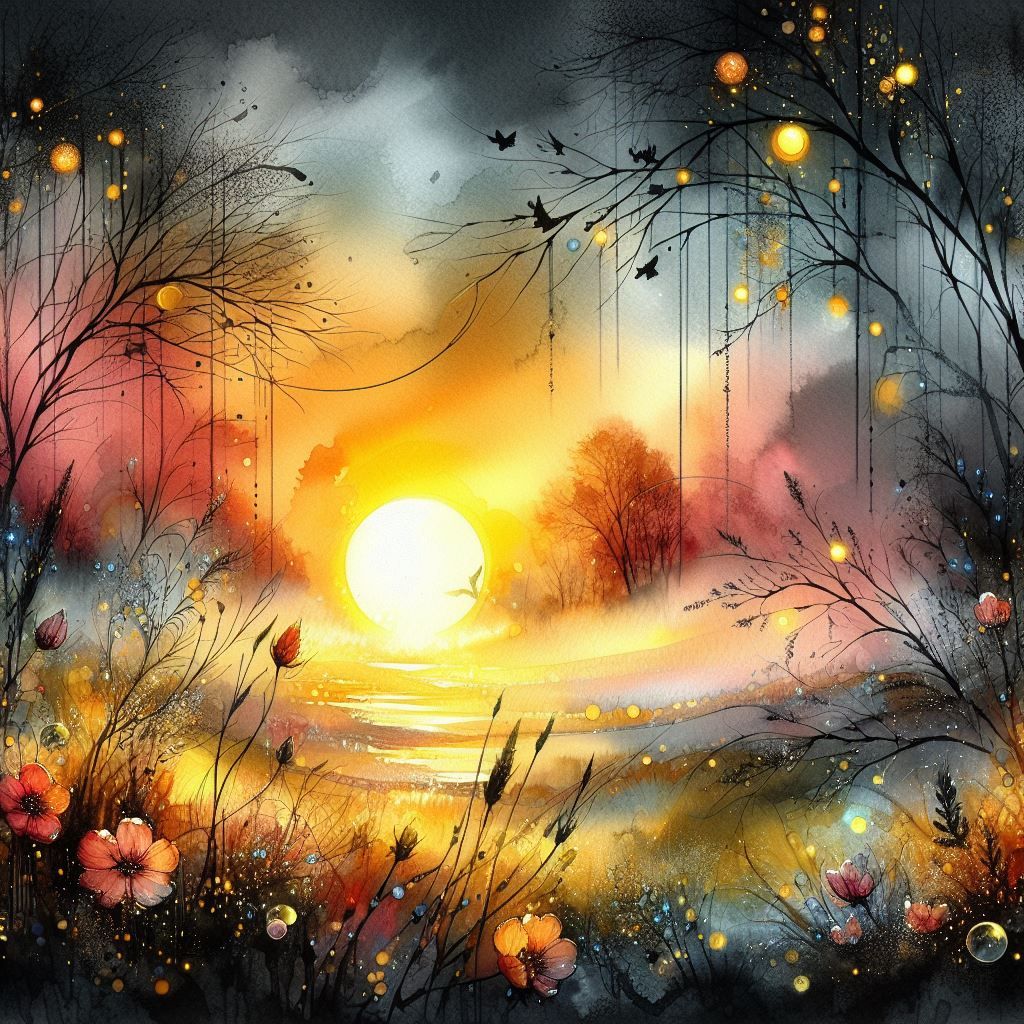 Misty Glade of my Desires. The light of the yellow lights