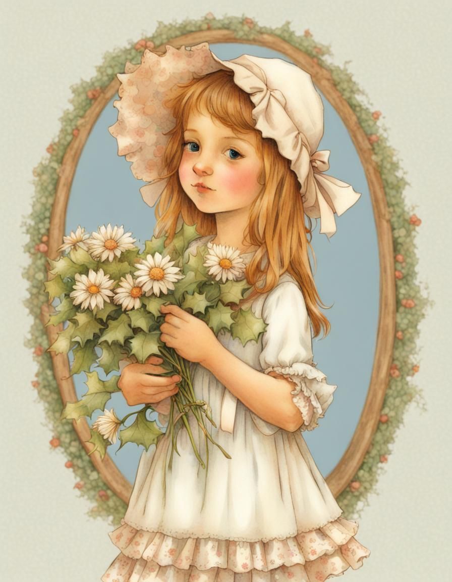 Girl with Flowers, v2 - AI Generated Artwork - NightCafe Creator