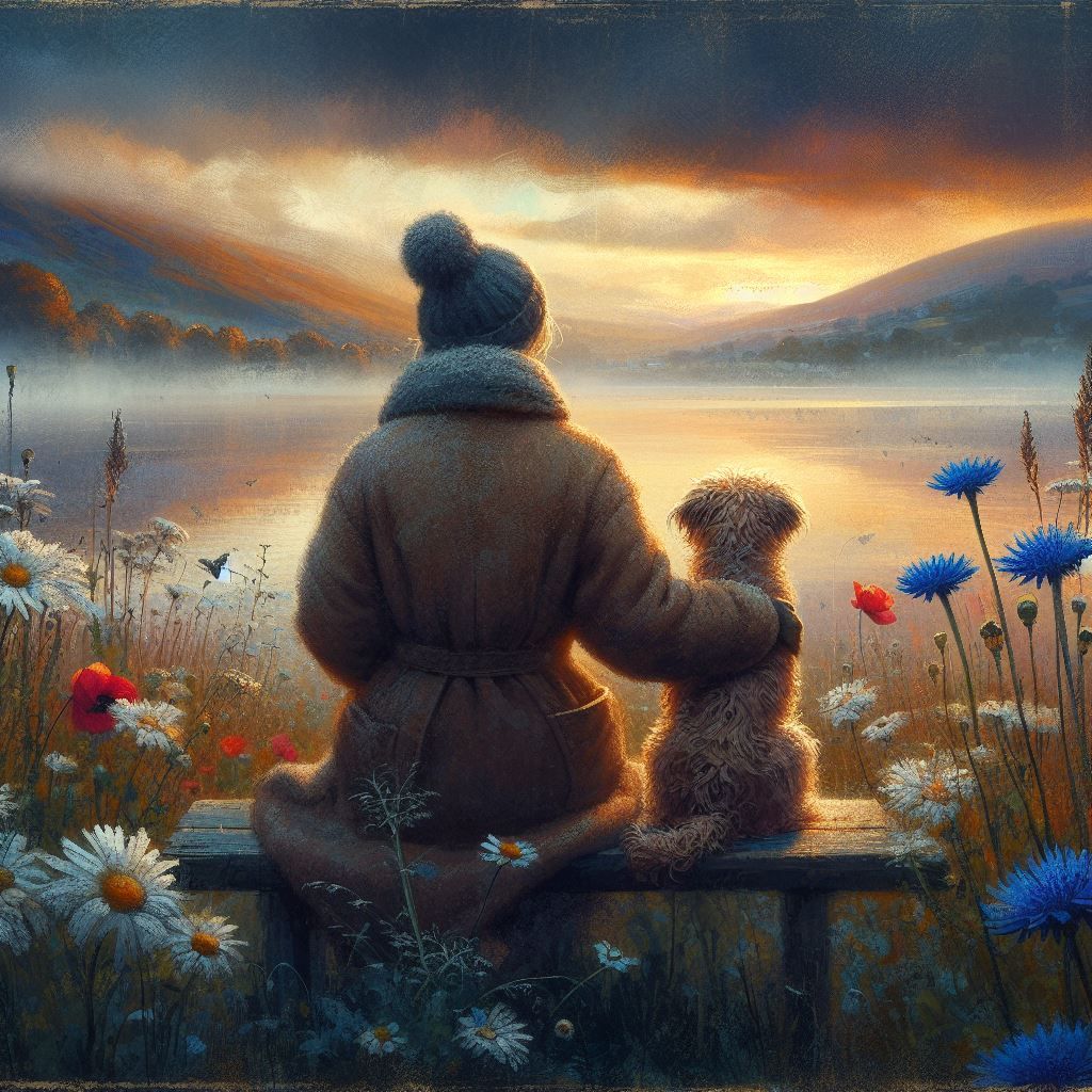 At the lake at sunset