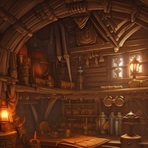 pirate in Galleon captain's cabin, trending on artstation, sharp focus ...