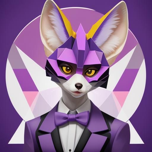 Fennec with a purple bowtie