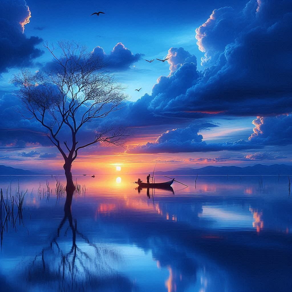 beauty of a blue hour sunset